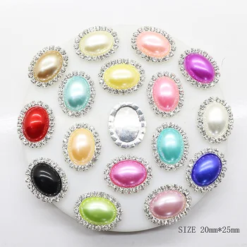 10pcs/set 20 mm*25 mm Ovalne Pisane Diamond Nosorogovo Pearl Gumbi za Poroko Otroka Lase Lok, Nakit, Okrasni Dodatki