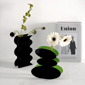 Ustvarjalni Dom Dekor Barvo Umetniške Vaze Akril Vaze, Cvetlični Geometrijske Kontrast Dnevna Soba Dekoracijo Ustvarjalne Posušen Cvet