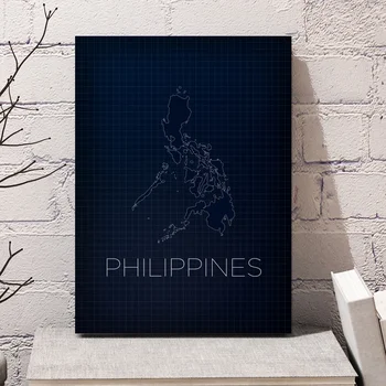 Država Modra Karta Filipini Nordijska Umetniško Platno Plakat Doma Wall Decor (Brez Okvirja)