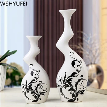 Nordijska Minimalističen Keramični Povzetek Vaza Črno in Belo Ustvarjalni Dom Desk Ornament Dekor razstavna Soba moda Dekorativne Vaze