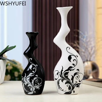 Nordijska Minimalističen Keramični Povzetek Vaza Črno in Belo Ustvarjalni Dom Desk Ornament Dekor razstavna Soba moda Dekorativne Vaze