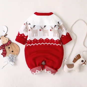 Za malčke Baby Fantje Božič Romper Jelenov Dolg Rokav Elk Natisnjeni Vzorec Jumpsuit za Fante, Dekleta Obleke Novo Leto je Kostum
