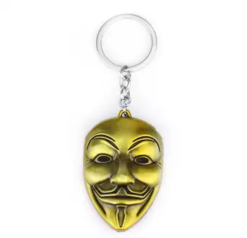 Nova Zasnova Film V kot Vendetta keychain ANONIMNI FANT Masko MetalCar Ključnih Verige Key Ring Vrečko obesek Za Moškega, Ženske, Darilo Trinket