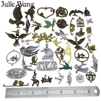 Julie Wang 10PCS Naključno Mešanico Ptic Čare Sova Orel Pogoltniti Starinsko Barve Ogrlico, Zapestnico, Nakit, Izdelava Dodatne opreme
