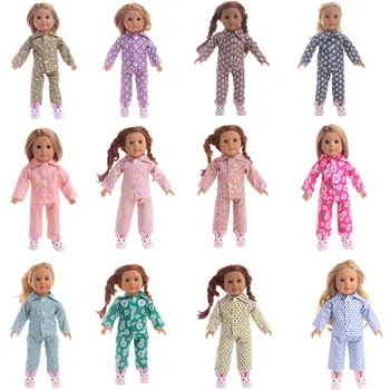 Lepe Risanke Vzorec Pižamo Lutka Obleko, ki ustreza Ameriški 18 Inch Dekle Lutka&43 Cm Rojen Baby Doll,Naša Generacija Dekle je Igrača