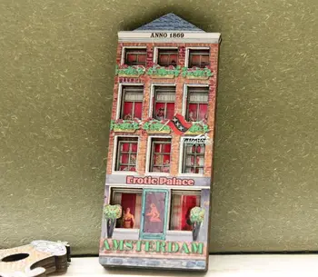 Amsterdam ANNO 1869 Crotic Palace, Nizozemska Turističnega Potovanja, trgovina s Spominki, 3D Lesene Hladilnik Hladilnik Magnet Nalepke Obrti