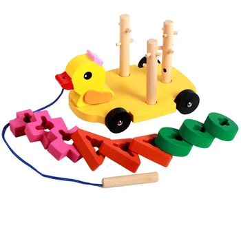 Baby Izobraževalne Zbor Lesenih Blokov Večfunkcijsko Geometrijo Določa Stolpec Potegnite Vozički Za Železniške Otroci Igrače Brinquedos
