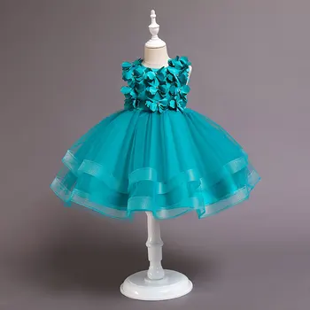 Otroška Oblačila 2021 Pomlad Novo Otrok Rojstni dan Obleka Princess Obleke Dekleta Čipke Poročno Obleko Cvet Dekleta Tutu Krilo 10Y