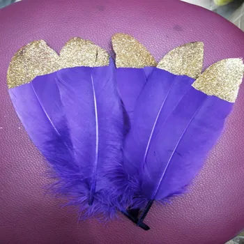Nov Prihod 50pcs/veliko!13-17 cm purple +Zlata Nasvet Gosjim Perjem,Klobuk Obrezovanje,Perje za Millinery,Fascinators&Obrti