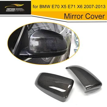 Ogljikovih Vlaken Strani Ogledalo Kritje Auto Avto Ogledalo Ohišja za BMW E70 X5 X6 E71 LHD 2007-2013