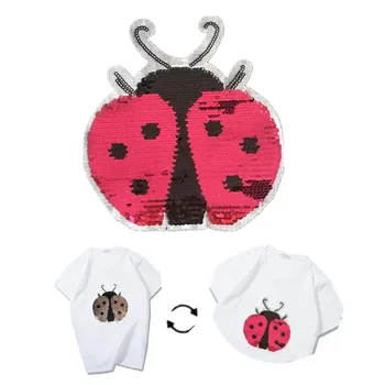 Sequins Obliž Ladybug Reverzibilna Sprememba Barve AB Obliži Za Oblačila Logotip Čudne Stvari Nalepke se Ukvarjajo S To Tshirt Plašč