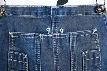 Mcikkny Moda za Moške Vrečasta Tovora Traper hlače z Oprsnikom Kombinezon Oprati Svoboden Stil Jeans Jumpsuit Za Moški Suspender Hlače Več žepi