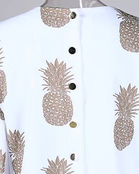 2020 Ženske Elegantna Moda Vrh Ženska Eleganca Osnovne Solid Majica Ananas, Tiskanje Kovin Zapeto Podrobno Priložnostne Bluzo