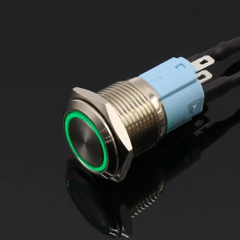 5V 12V 220V Kovinski pritisni gumb stikalo s svetlobo, 16mm ravno glavo self-reset Kratkotrajno Pritisni Gumb vodoodporna LED kovinsko stikalo