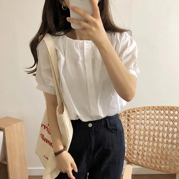 2 barvi femme womens vrhovi 2019 poletje korejski slog, barva majico s kratkimi rokavi ženske v vratu bluze (C6512)
