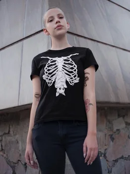 Bat lobanje Gothic T-Shirt smešno Bombaž grafični ulični stil Modni grunge tumblr unisex ženske priložnostne tshirt