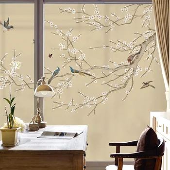 Kitajski veter piling elektrostatično stekla nalepke pregledna nepregledna dekorativne nalepke za dnevno sobo, pisarno Kitajski stil
