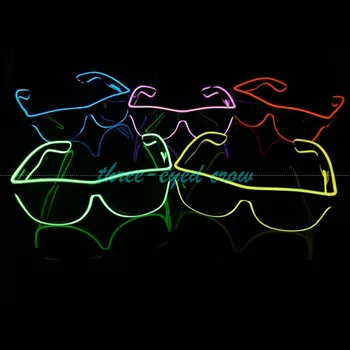 150pcs/veliko Dvojno Barva Modra El stekla El Žice, Moda, Neon, LED zasveti Zaklopa Oblikovan Sijaj Rave Kostum Stranka DJ Svetla Očala