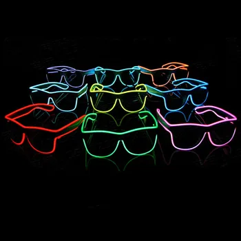 150pcs/veliko Dvojno Barva Modra El stekla El Žice, Moda, Neon, LED zasveti Zaklopa Oblikovan Sijaj Rave Kostum Stranka DJ Svetla Očala