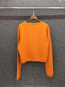 2020 jeseni in pozimi nove ženske Proti-vrat barva okrasni gumbi dolgo sleeved vse-tekmo jopico pulover 1014