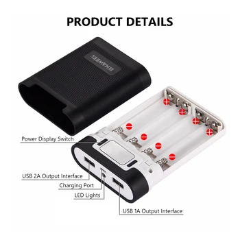 DIY Moči Banke Polnilnik Primeru Polje Z USB Kabel & 18650 Celic Za iPhone, Samsung izvajanje moči banke napajanje