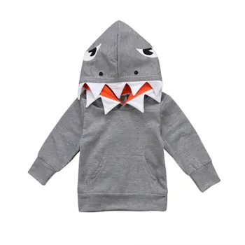 Malčka Otroci Baby Fantje Shark Hooded Vrhovi Hoodie Majica Vrhnja Oblačila Športna Oblačila Za Malčke Dolg Rokav Svoboden Vrh