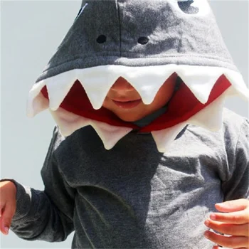 Malčka Otroci Baby Fantje Shark Hooded Vrhovi Hoodie Majica Vrhnja Oblačila Športna Oblačila Za Malčke Dolg Rokav Svoboden Vrh