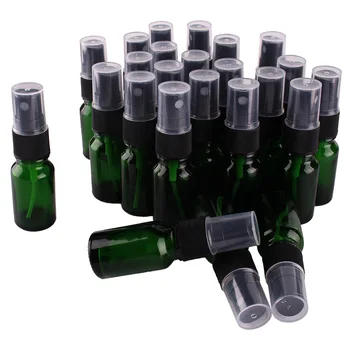 24pcs 10 ml Zeleno Steklo Spray Steklenico w/ Black Fine Megle Škropilnica eterično olje steklenice prazne kozmetični posode