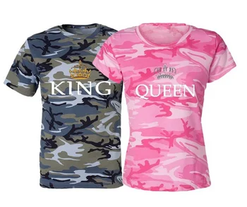 Zogaa Blagovne Znamke Par T-Shirt Kratek Rokav Prikrivanje T Srajce King & Queen Ljubezen Ujemanje Tees Kakovosti Zgornji Deli Oblačil Za Moške, Ženske Obleke