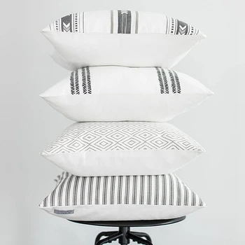 Dekorativne Pillowcases Primerna Le za 4 Sklope 18 x 18 Palčna Sodobno Oblikovanje Prugasta Geometrijske Pillowcases za Kavč, Kavč ali