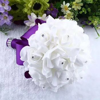 Najnovejši Kristalno Dekorativni Vrtnice Cvetovi Pearl Družico Poročni Šopek Poročni Umetne Svile Cvetja dig7312