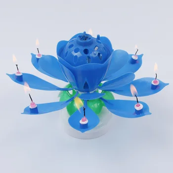 Rojstni Dan Sveče Lepih Glasbenih Lotus Flower Srečen Rojstni Dan Darilo Obračanje Luči Dekoracijo 8 Sveče Žarnice