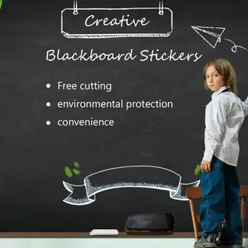 200 X 45 cm Črno Tablo Stenske Nalepke Odstranljive Tablo Vinil Stenske Nalepke Večfunkcijsko Nalepke za Otroke Učenje Dekor