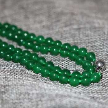Naravnega kamna zeleni chalcedony jades 6 mm krog kroglice choker ogrlica za ženske stranka darilo verige nakit 18 inch B2915