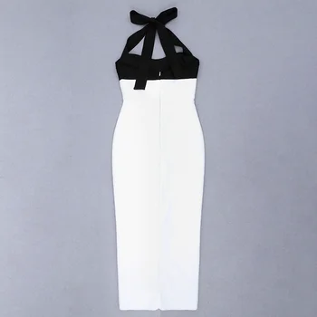 Nova moda odprite vilice dekle Seksi Ženske obleke proti-vrat backless bela Bodycon Klub Elegantno povoj Slaven Večerno Obleko vestido