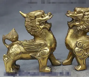 Folk Fengshui Kitajska Medenina Letenje Zmaj Samorog Zver Lev Stražar Živali Kip Par
