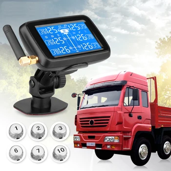 U901 Auto Tovornjak TPMS s 6 Zunanjimi Senzorji Avto Brezžični Nadzor Tlaka v Pnevmatikah Sistem Zamenljive Baterije, LCD-Zaslon