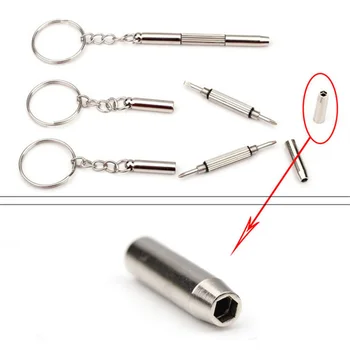 5Pcs /lot 3 v 1 Prenosni Aluminija, Jekla Natančno Eyeglass Izvijač Nabor Sunglass Watch Orodja za Popravilo Kit Z Keychain