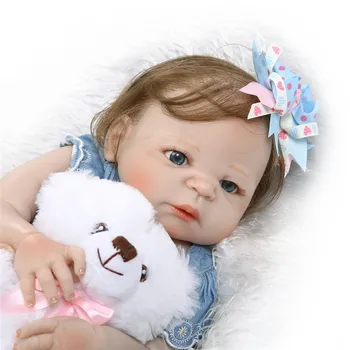 Polni silikona prerojeni lutke 55 cm novorojenčka dekle prerojeni dojenčki super pravi baby doll rojen gladke lase z medved bebe živ rodi