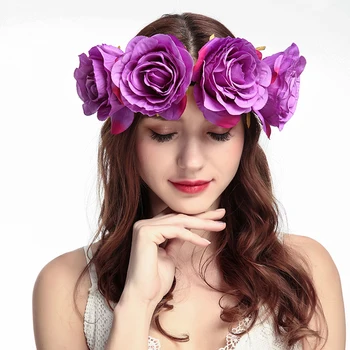 Trakovi Cvet Krono za Ženske Poroka Poročni Headdress Rose Cvetlični Hairbands Dekleta Lase Pribor Venci