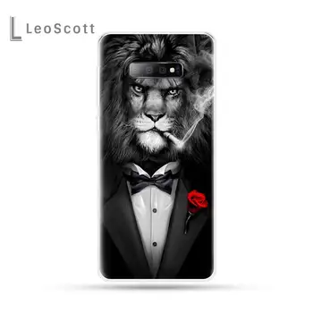 Lev, Kralj živali v Prairie funda coque mobilni Telefon, Ohišje Za Samsung Galaxy S5 S7 S8 S9 S10 S10e S20 rob, plus, lite