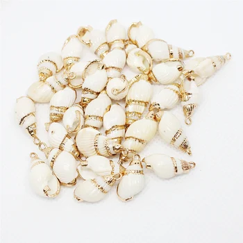 5pcs/vrečko Naravnih Conch Lupini Obesek Dame Moda Belo Lupino Obesek se Uporablja v nakit, izdelava DIY zapestnico, ogrlico dodatki