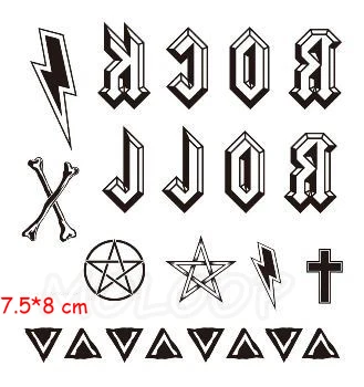 Nepremočljiva tattoo nalepke pismo križ star trikotnik razsvetljavo ponaredek tattoo roko nazaj vodo prenos flash body art začasnimi tatto