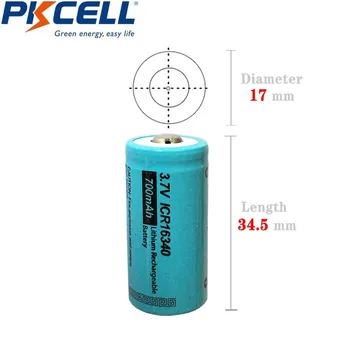 PKCELL ICR16340 700mAh 3,7 V Li-ion Polnilne Baterije Litijeva Baterija Gumb Vrh CGR18650 EU Polnilnik Priključite na LED Svetilka