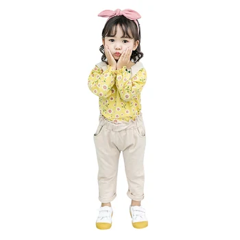 Otroci Dekliška Oblačila Določa Jeseni Baby Girl Obleke, Casual Dolg Rokav Cvetlični Bluzo Vrhovi+Hlače, Hlačne Kostum Nastavite 2Pcs Obleke