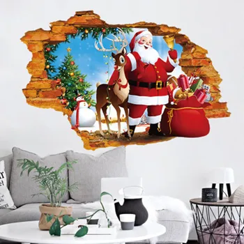 Vesel božič stenske nalepke dekoracija božiček darila drevo okno stenske nalepke so odstranljive vinil stenske Nalepke