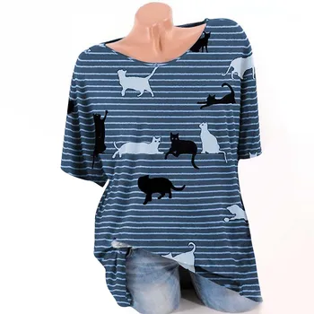 Plus Velikost ženske majice Kratek Rokav 3D Živali cat Natisnjeni O-Vrat Vrhovi Tee T-Shirt visoke kakovosti majice ženske grafični tees vroče