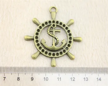 14pcs/veliko 45*49 mm antični bronasti Sidro Krmilo čar Obeski DIY nakit za zapestnico, ogrlico, uhane