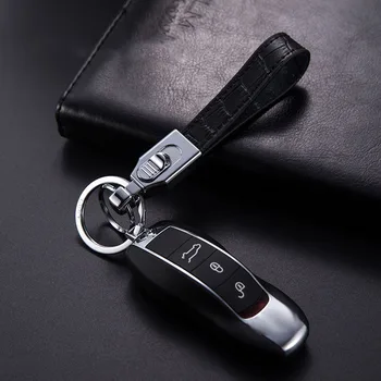 Usnje moda Keychain Moške Pasu Visi Preprost Avto Ključnih verige Dvojno Tesnilo Obesek ključe za Mercedes Benz W203 Buick Jeep