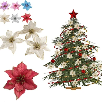 10pcs Božični Dekor Cvet Bleščice Poinsettia Božični Venec Ponaredek Cvetje DIY Doma Božično Drevo Okraski, Venci Dekor